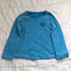 blue striped long sleeve shirt